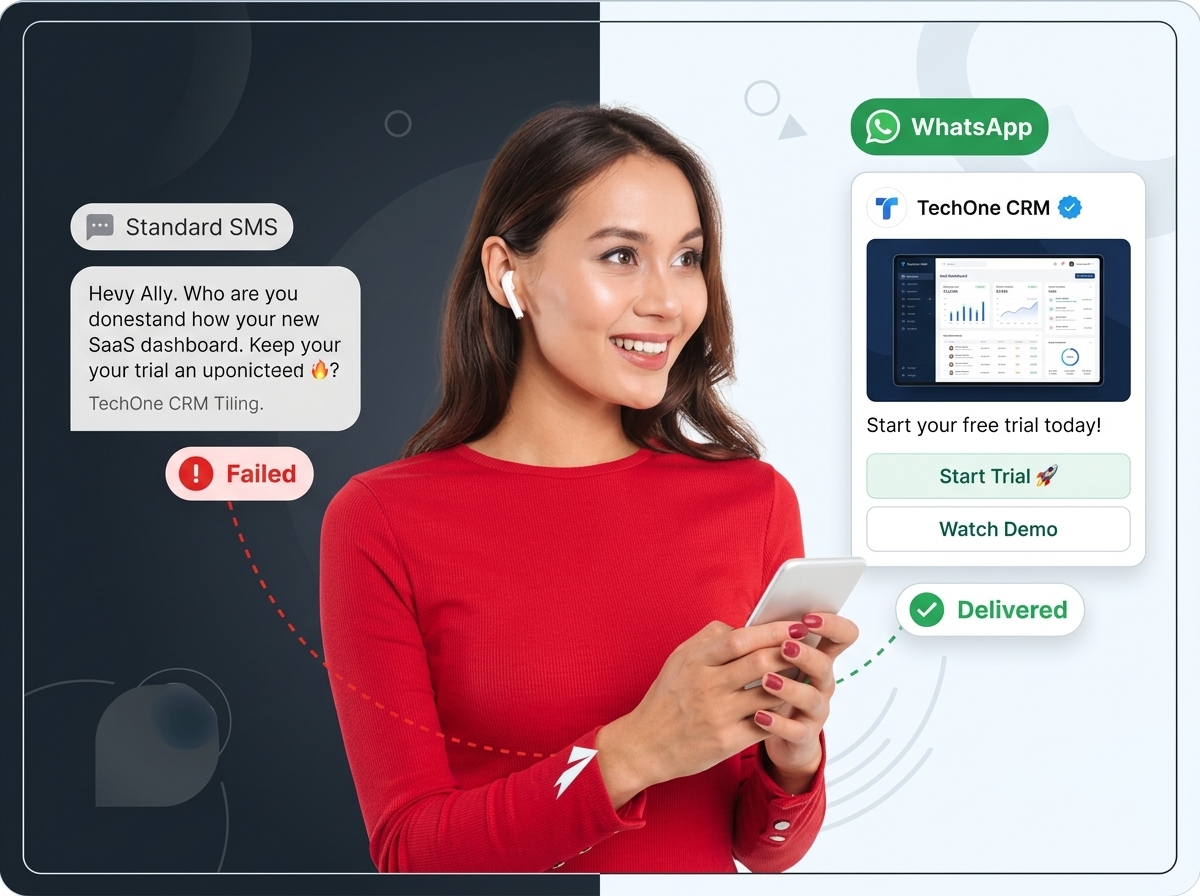 Professional smiling while messaging on phone