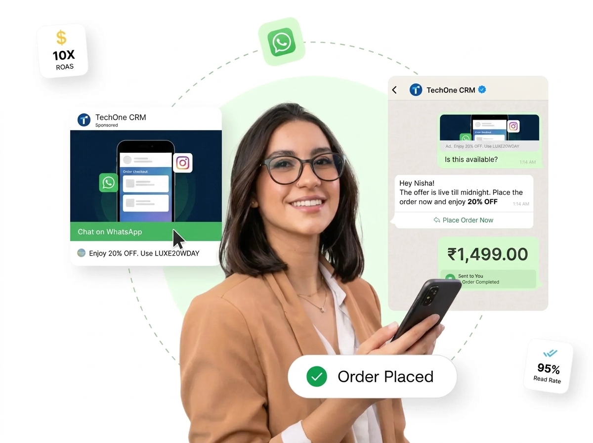 Happy customer engaging on social and chat